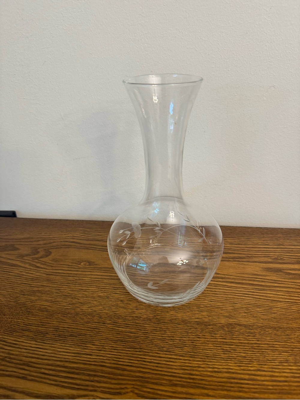 Princess House Heritage Crystal Carafe Vase Vintage Etched 9"